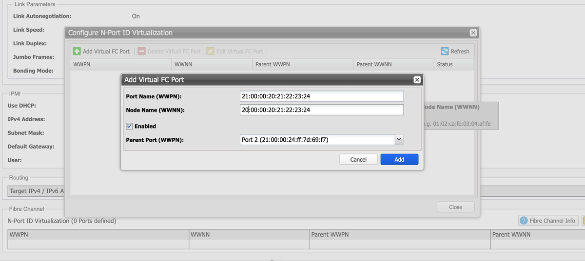 Add virtual fc port | FAST LTA